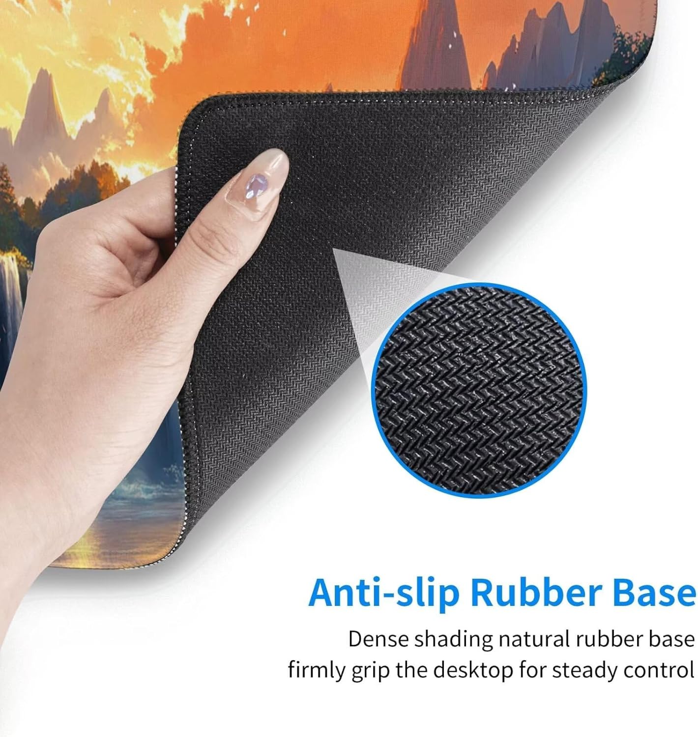 Sunset Mouse Pad Landscape Desk Mat,Large Mouse Pad 47.2x23.6 Inch,XXL Mousepad with Non-Slip Rubber Base,Waterproof Computer Keyboard Mat with Stitched Edges,Gaming Mousepad for Office Decor Q1084 - Image 7