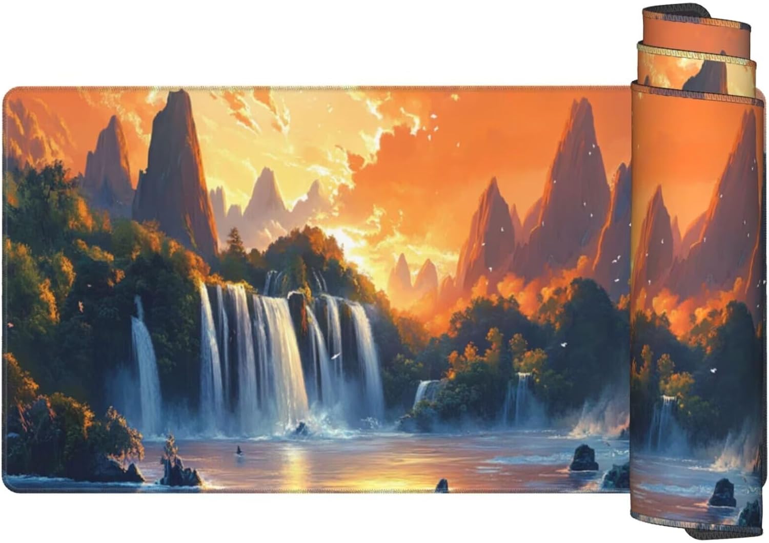 Sunset Mouse Pad Landscape Desk Mat,Large Mouse Pad 47.2x23.6 Inch,XXL Mousepad with Non-Slip Rubber Base,Waterproof Computer Keyboard Mat with Stitched Edges,Gaming Mousepad for Office Decor Q1084