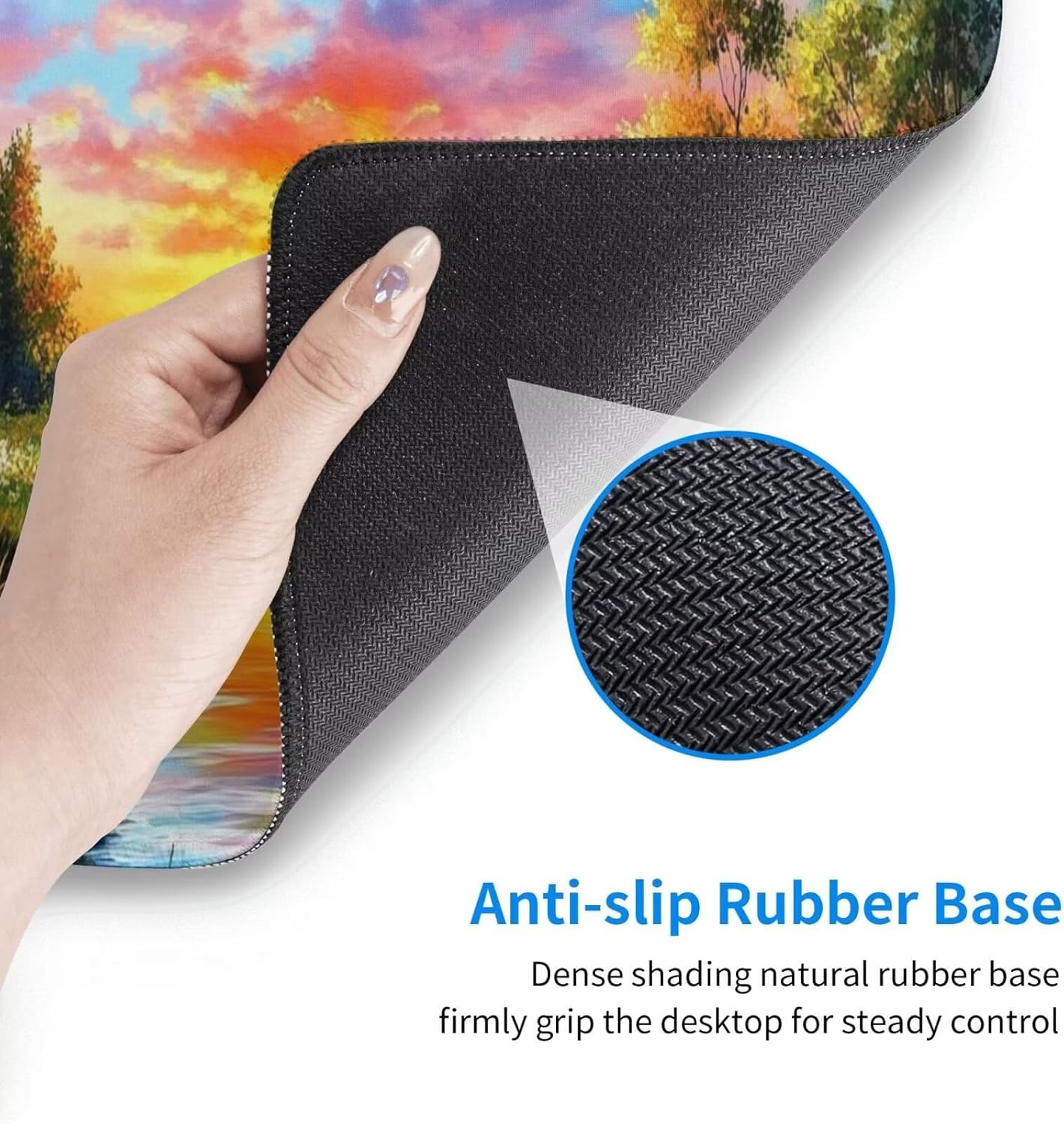Sunset Mouse Pad Landscape Desk Mat,Large Mouse Pad 62.9x31.5 Inch,XXL Mousepad with Non-Slip Rubber Base,Waterproof Computer Keyboard Mat with Stitched Edges,Gaming Mousepad for Office Decor Q1086 - Image 7