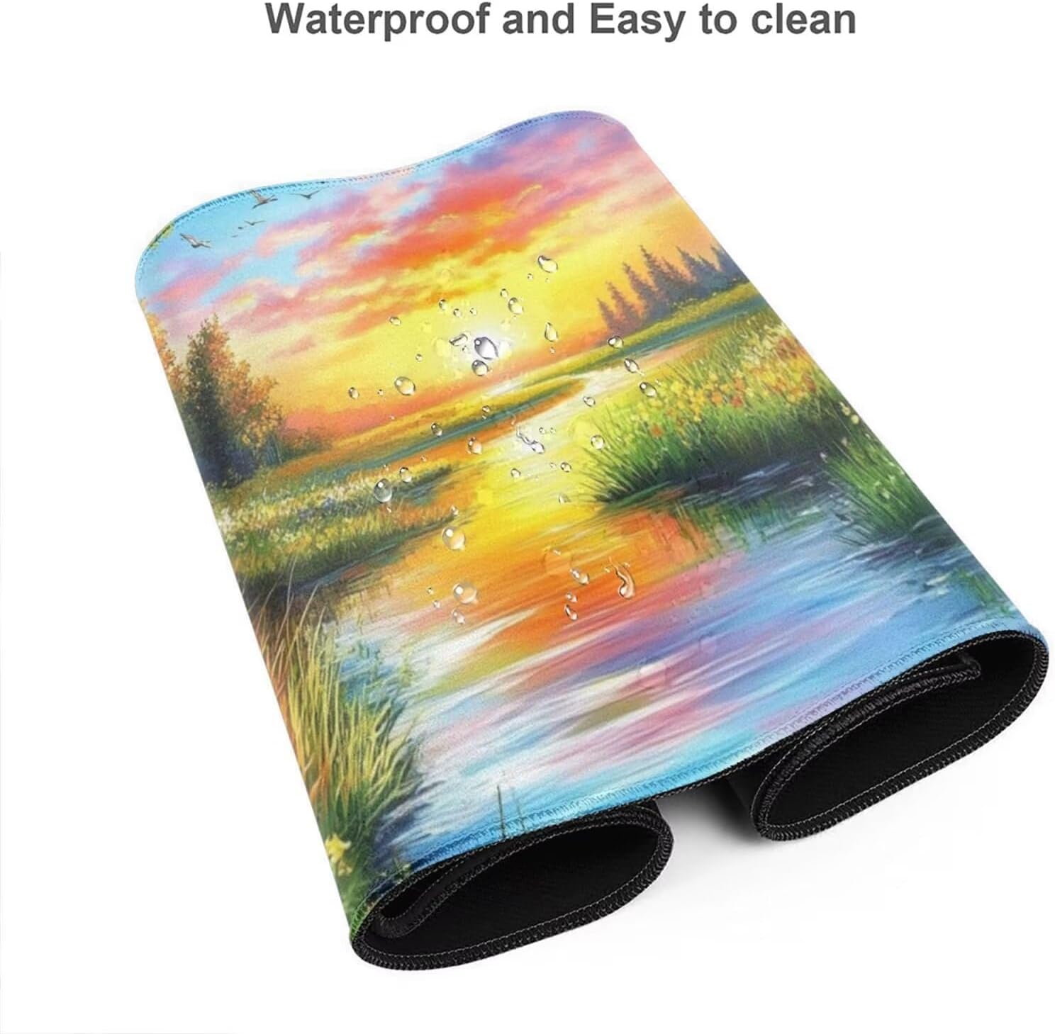 Sunset Mouse Pad Landscape Desk Mat,Large Mouse Pad 62.9x31.5 Inch,XXL Mousepad with Non-Slip Rubber Base,Waterproof Computer Keyboard Mat with Stitched Edges,Gaming Mousepad for Office Decor Q1086 - Image 5