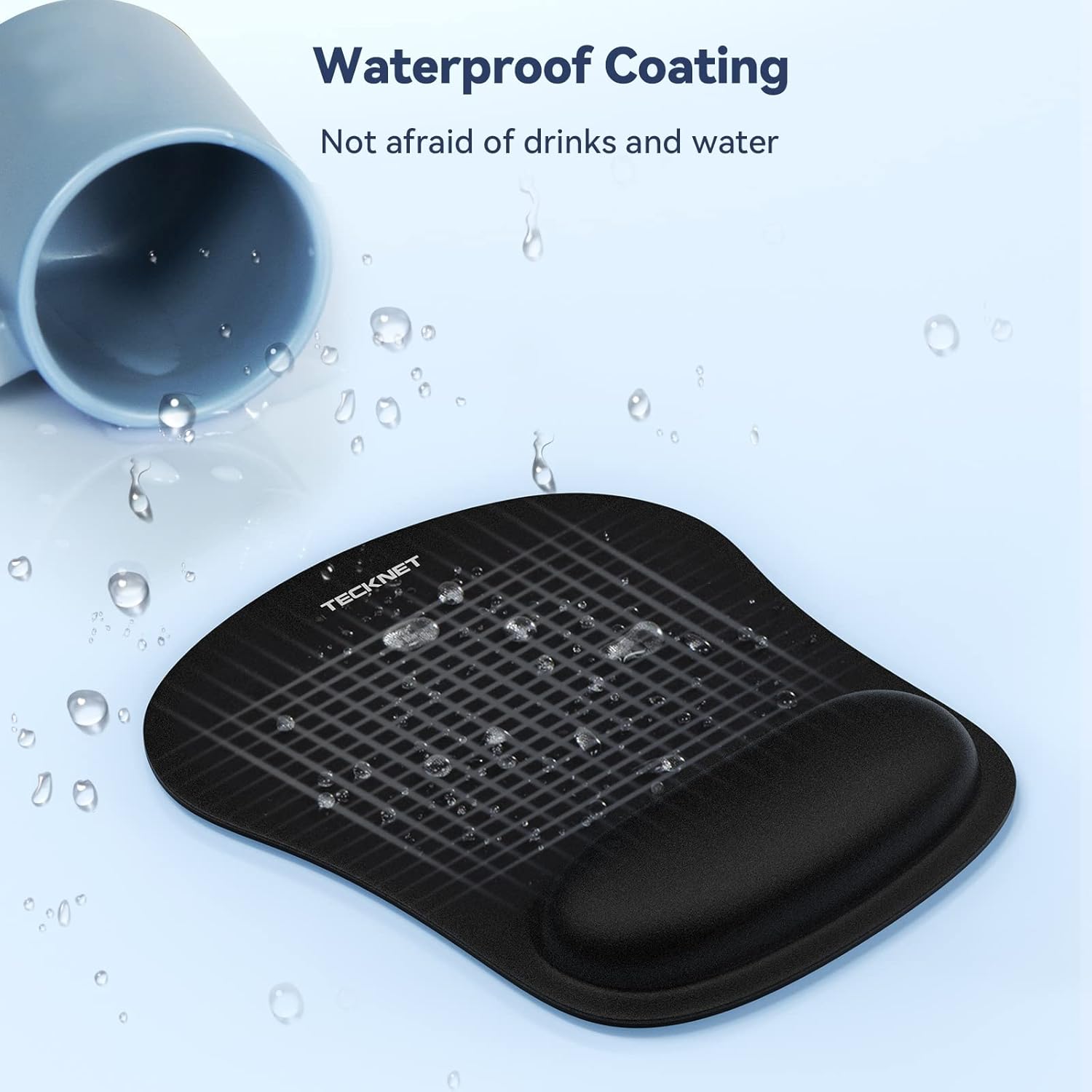 TECKNET 2 Pack Mouse Pad with Wrist Support, Ergonomic Gaming Mouse Pad Pain Relief, Portable Comfortable Mousepad for Computer, Laptop, Office, Home Non-Slip Base, Waterproof Surface - Black - Image 4