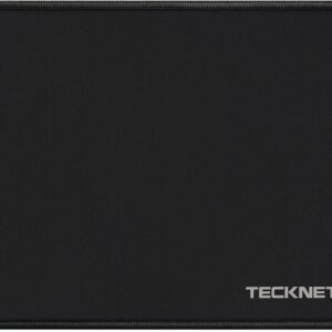 TECKNET Mouse Pad with Anti-fray Stitching, Waterproof Surface & Non-Slip Rubber Base with Stitched Edges Gaming Mouse Mat for Laptop，Compatible with Laser and Optical Mice - Black
