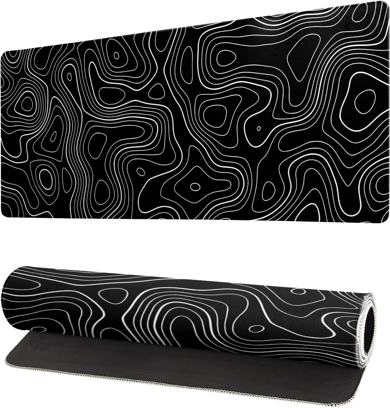 Topographic Contour Extended Big Mouse Pad Large,Gaming Mouse Pad Desk Pad,27.6x11.8 Inch Long Computer Keyboard Mouse Mat Mousepad with 3mm Non-Slip Base and Stitched Edge for Gaming and Office - Image 18