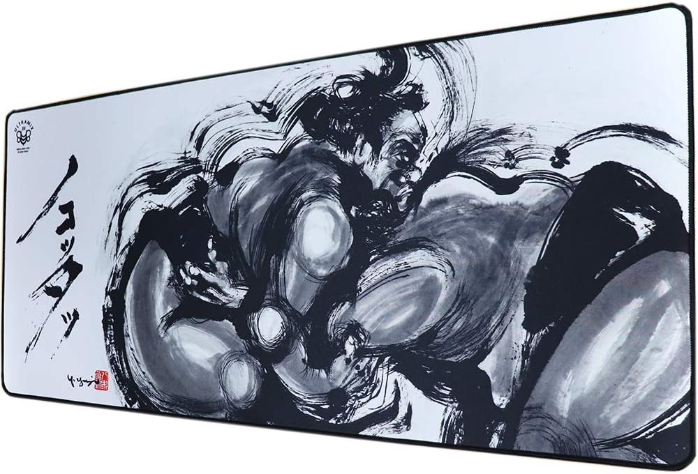 ULTRAMIX XXL Large Gaming Laptop Mouse Pad, Japanese Artisan Mouse pad Anime, Sumo Wrestling Nokotta Sumie 35.4 x 15.7 x 0.1 inches (900 x 400 x 3 mm) Thick Rubber Table Mat,White Mouse pad