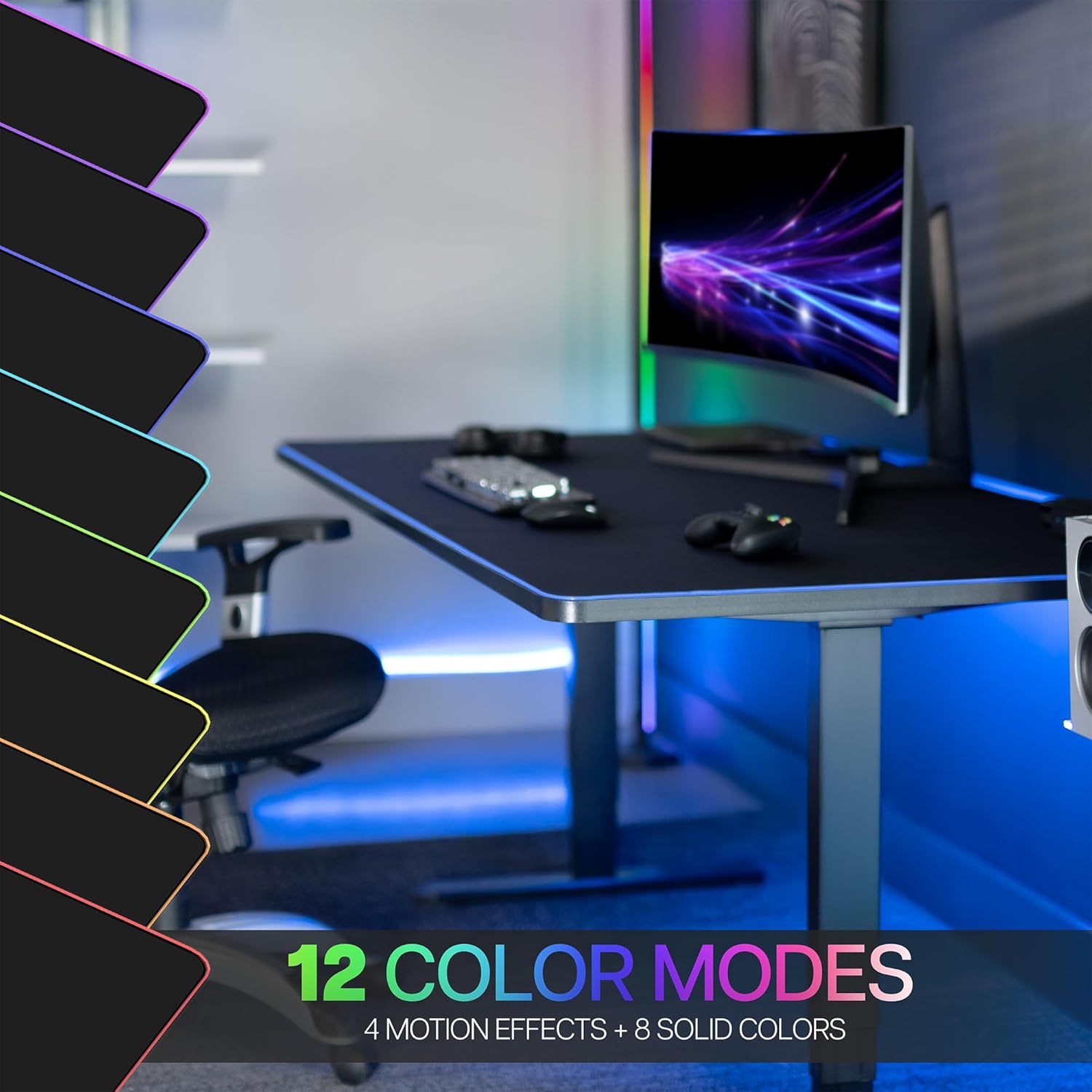 VIVO Extra Large 71 x 36 inch Full Size Desk Pad with RGB Lighting for Office Ambience and Immersive Gaming, Oversized Mouse Pad Table Top Cover, 12 Color Modes, Non-Slip Base, Black, DESK-PAD72-36 - Image 5