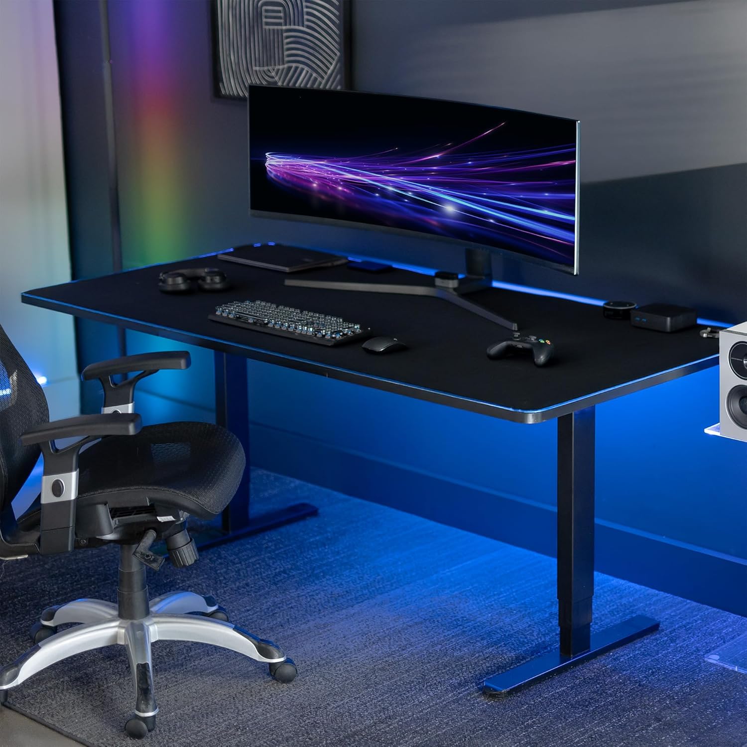 VIVO Extra Large 71 x 36 inch Full Size Desk Pad with RGB Lighting for Office Ambience and Immersive Gaming, Oversized Mouse Pad Table Top Cover, 12 Color Modes, Non-Slip Base, Black, DESK-PAD72-36 - Image 2