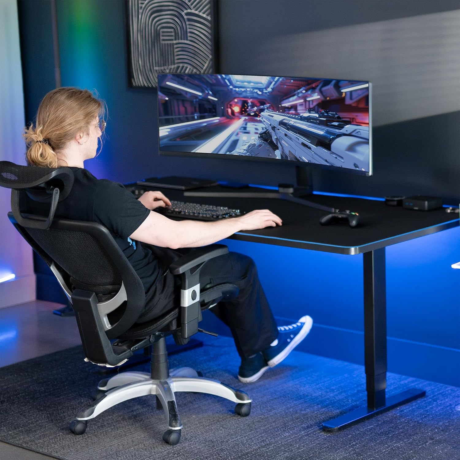 VIVO Extra Large 71 x 36 inch Full Size Desk Pad with RGB Lighting for Office Ambience and Immersive Gaming, Oversized Mouse Pad Table Top Cover, 12 Color Modes, Non-Slip Base, Black, DESK-PAD72-36 - Image 9