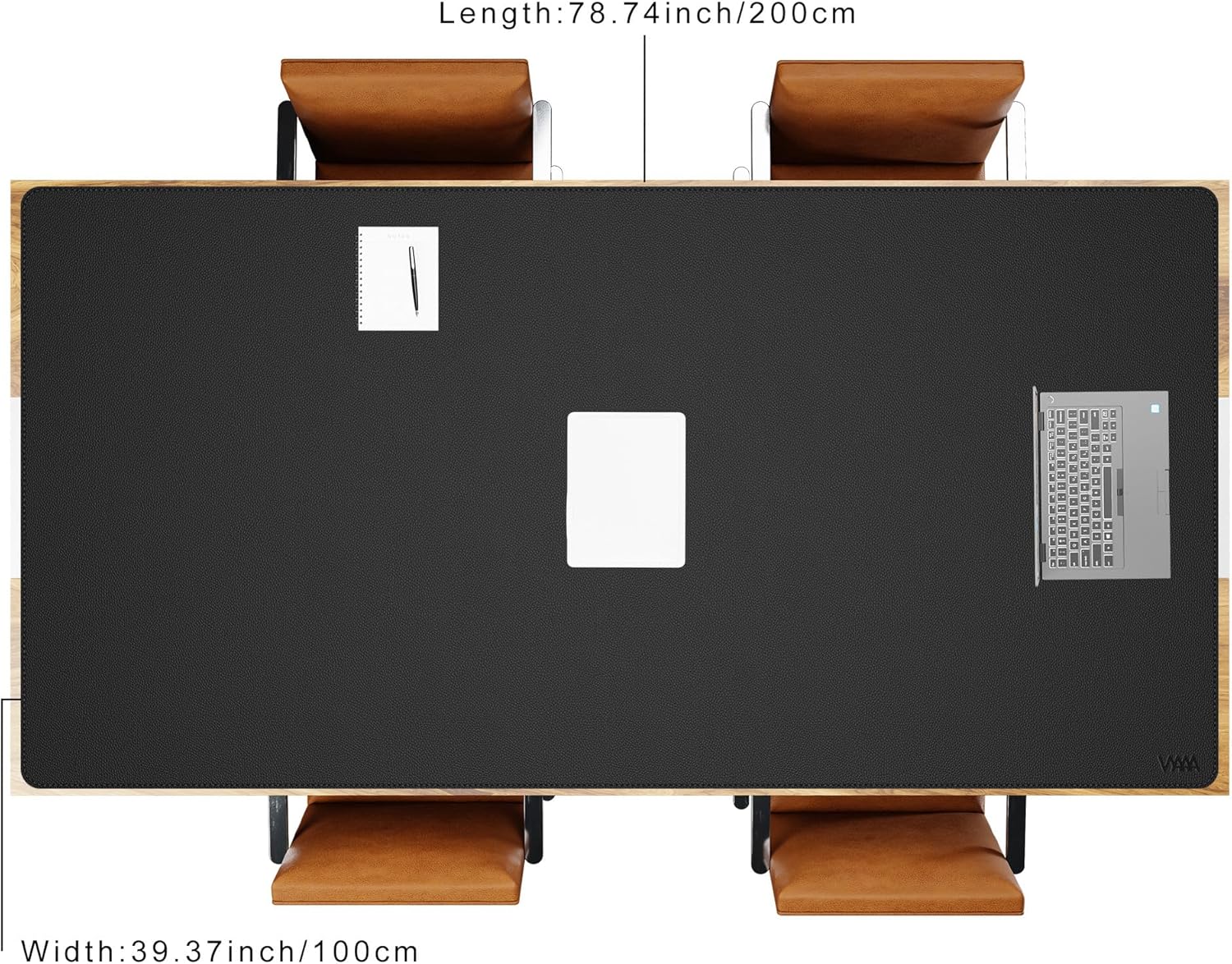 Vyaaa 78.7"x39.3" PU Leather Large Desk Mat (Black) - XXL Extended Mouse pad, Office Desk Protector, Non-Slip Computer Desk pad for Office, Gaming, Home - Image 2