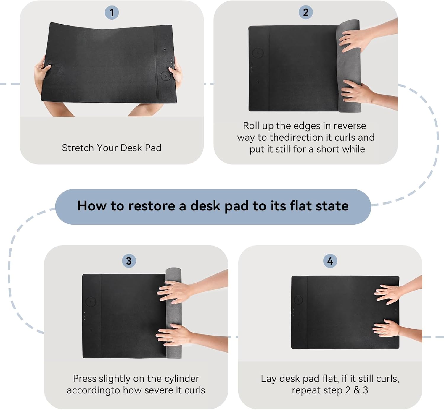 Wireless Charging Mouse Pad, 23.4"x15.6" XL Large Office Desk Pad with Ultra-Smooth Surface,Non-Slip Base, Classic Black Waterproof Computer Desk Mat for MacBook, PC, Laptop - Image 7