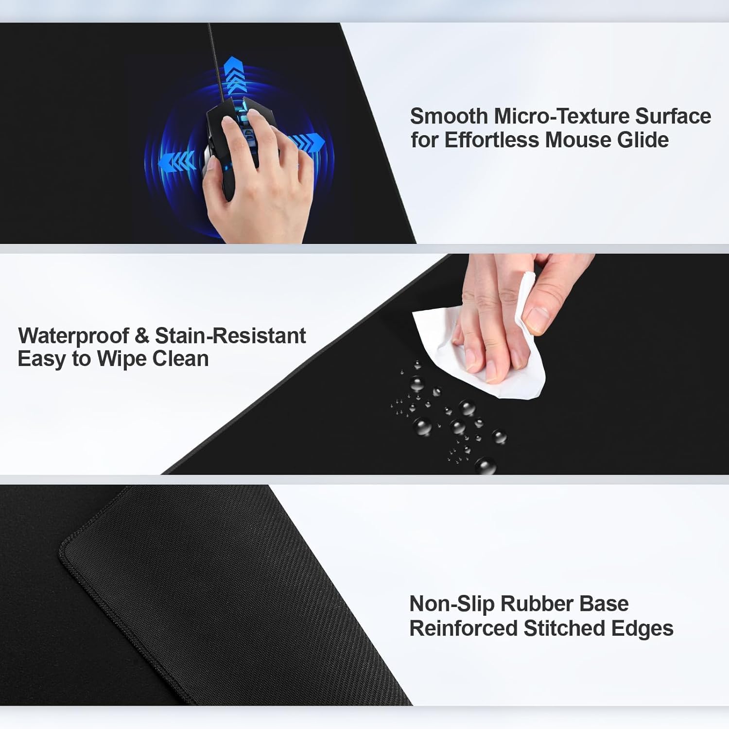 Wireless Charging Mouse Pad, 31.5"x15.8" Large Gaming Desk Mat for Laptop\/Keyboard, Waterproof Ultra-Smooth Surface, Non-Slip Rubber Base, with 20W Charger Block, Black - Image 5