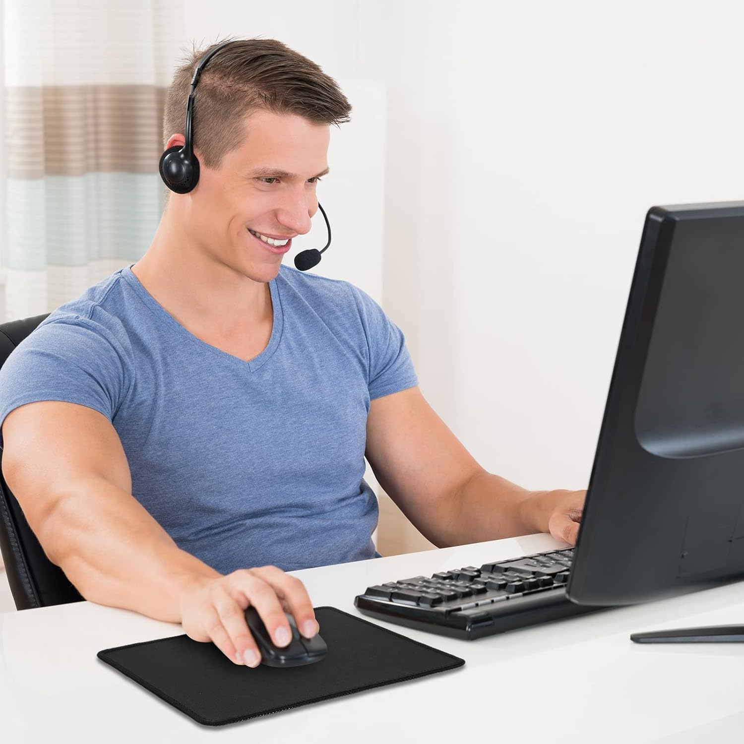 Xuhal 100 Pack Mouse Pad with Stitched Brims Black Mouse Pad 2mm Non Slip Waterproof Computers Mousepads Bulk with Rubber Base Gaming Mouse Pads for Desk Laptop Office Home 7.09 x 8.66 x 0.08 Inches - Image 2