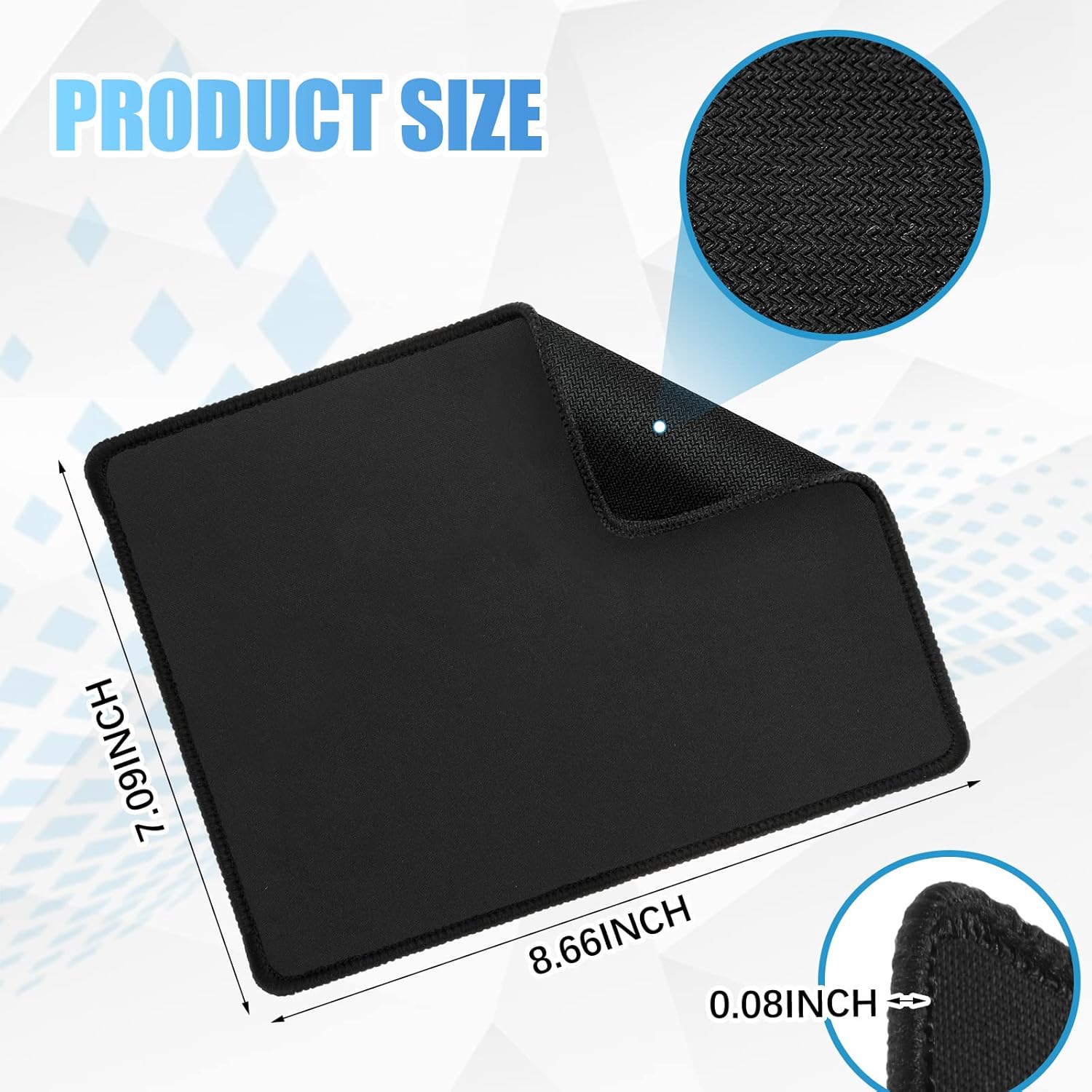 Xuhal 100 Pack Mouse Pad with Stitched Brims Black Mouse Pad 2mm Non Slip Waterproof Computers Mousepads Bulk with Rubber Base Gaming Mouse Pads for Desk Laptop Office Home 7.09 x 8.66 x 0.08 Inches - Image 3