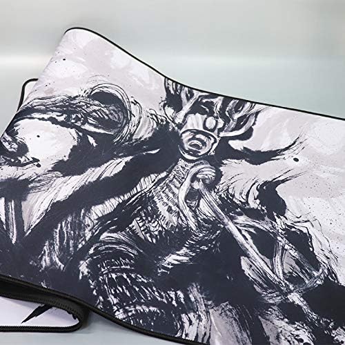 XXL Large Gaming Laptop Mouse Pad, Japanese Artisan Mouse pad Anime, Samurai Yukimura Sanada Sumie 35.4 x 15.7 x 0.1 inches (900 x 400 x 3 mm) Thick Rubber Table Mat,White Mouse pad - Image 6