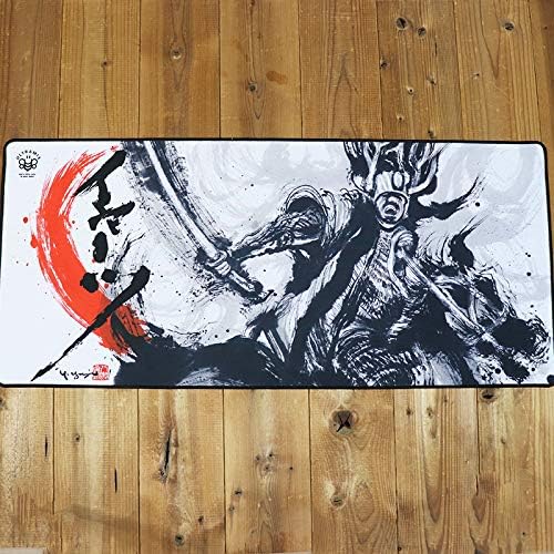 XXL Large Gaming Laptop Mouse Pad, Japanese Artisan Mouse pad Anime, Samurai Yukimura Sanada Sumie 35.4 x 15.7 x 0.1 inches (900 x 400 x 3 mm) Thick Rubber Table Mat,White Mouse pad - Image 3