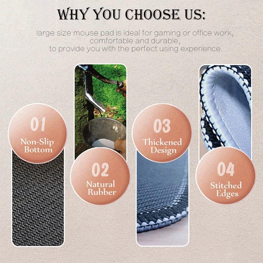XXL Mouse Pad Gaming,Extended Gaming Mouse Pad with Stitched Edge,Non-Slip Oversized Mousepad,Office Keyboard Mouse Mat,Anti-Fray Desk Mat Table Protector (Color : D, Size : 400x900x3mm) - Image 3