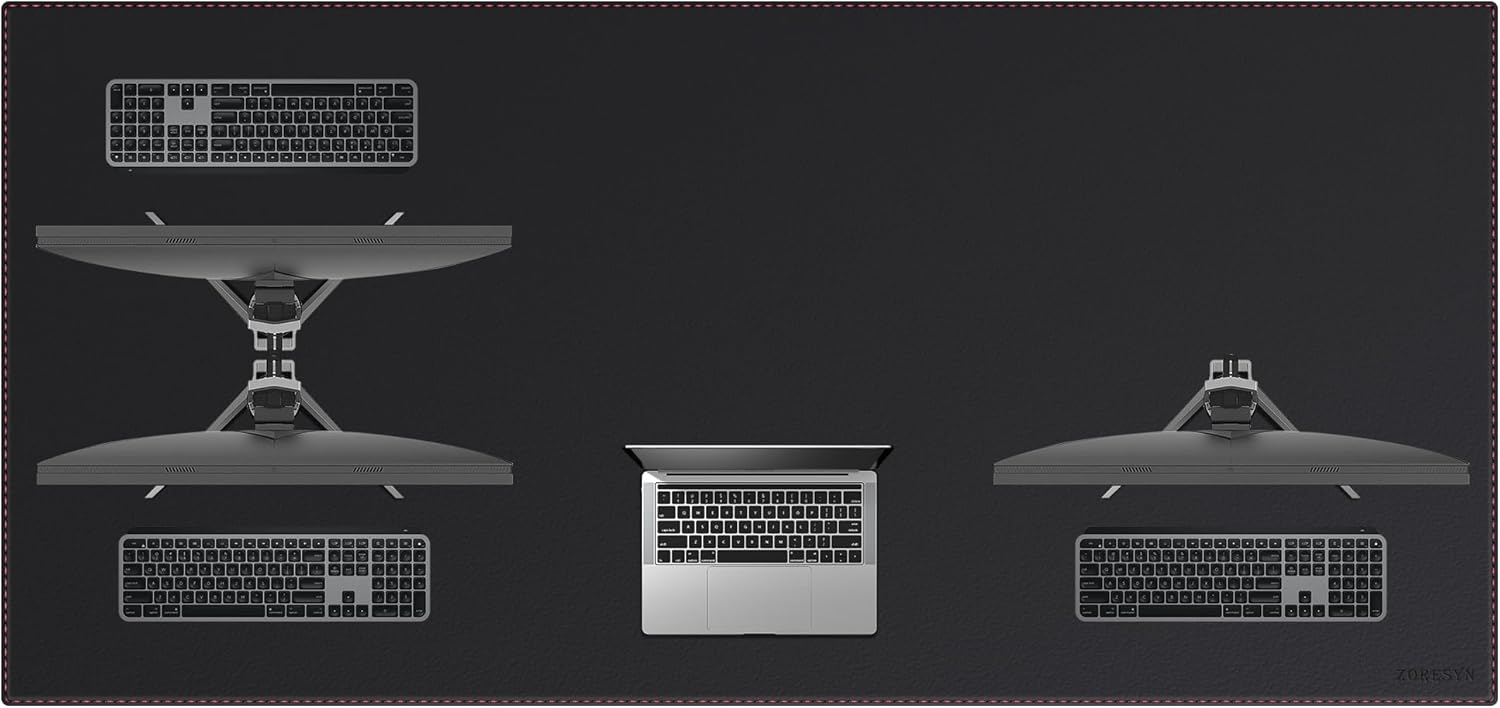 ZORESYN Conference Desk Mat Black (70.87" x 31.5") - PU Leather Large Mouse pad for Keyboard, Desk Mat with Nonslip Base and Waterproof Desktop Writing Pad Mouse Mat - Image 37