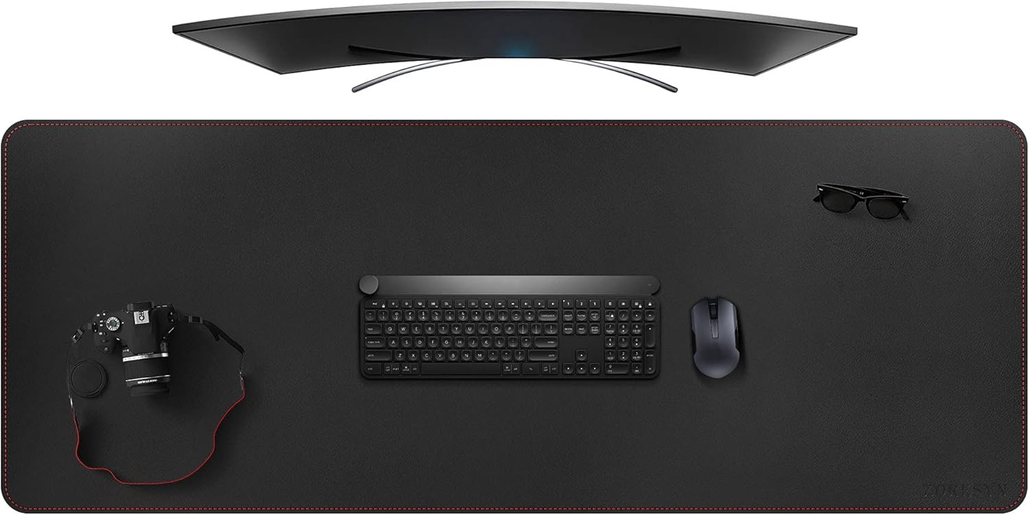 ZORESYN Conference Desk Mat Black (70.87" x 31.5") - PU Leather Large Mouse pad for Keyboard, Desk Mat with Nonslip Base and Waterproof Desktop Writing Pad Mouse Mat - Image 8