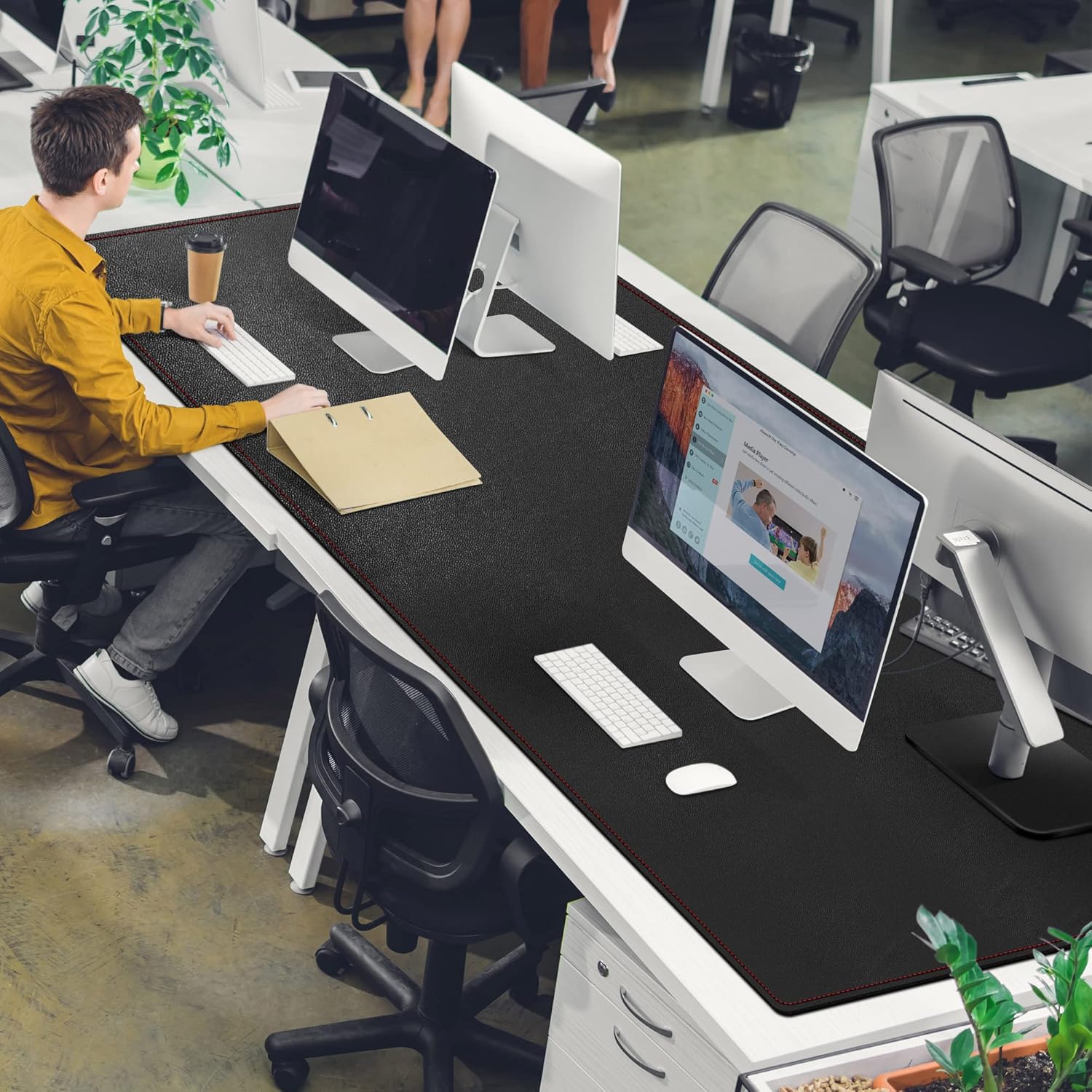 ZORESYN Conference Desk Mat Black (70.87" x 31.5") - PU Leather Large Mouse pad for Keyboard, Desk Mat with Nonslip Base and Waterproof Desktop Writing Pad Mouse Mat - Image 6