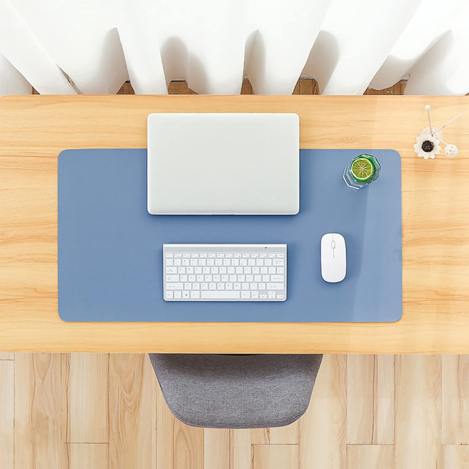 ZPEE Waterproof Mouse Mat for Computer Gaming,Smooth Surface Leather Gaming Mouse Pad Large Sustainable Table Mat Writing Mat for Home School-Blue 90x45cm - Image 6